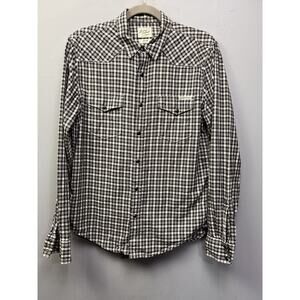 Lucky Brand Sportswear Shirt Mens Small Black‎ And White Plaid Pearl Snap